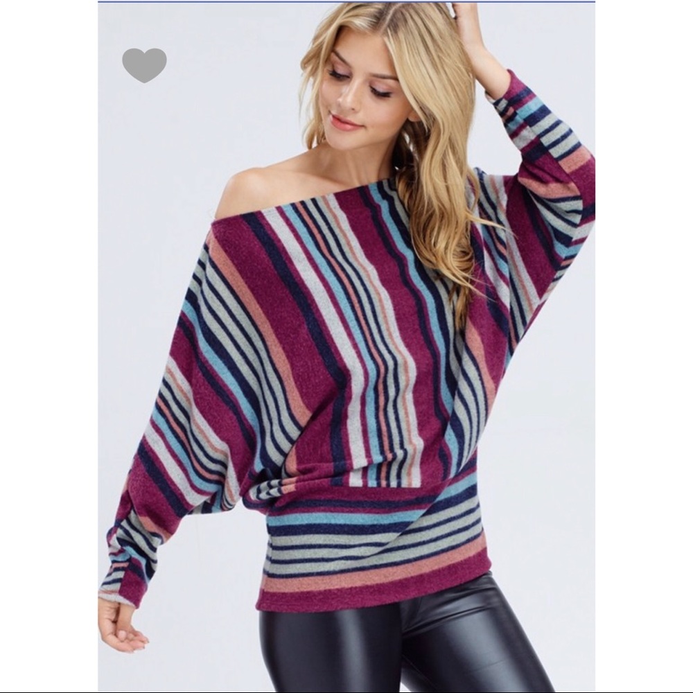Multi-color boat neck sweater
